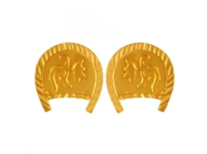 Kulo Shaped 22k Gold Stud Earrings With Floral Detailing