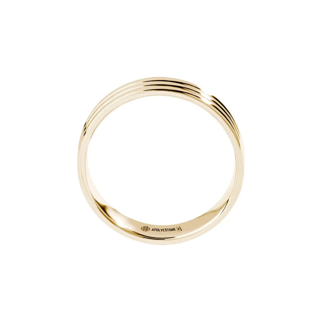 Lined Band Ring in Gold