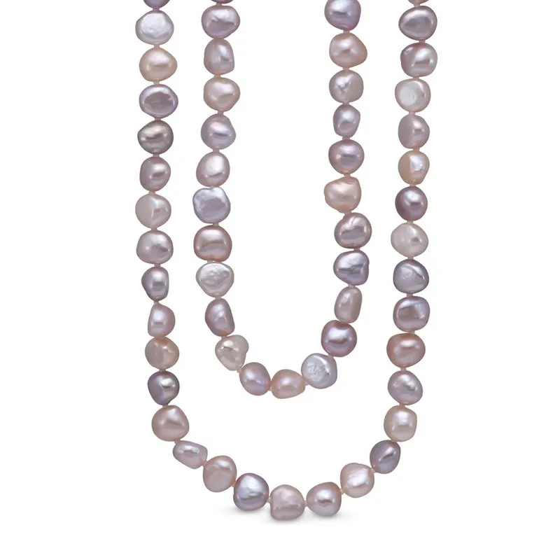 Long Multicolor Baroque Freshwater Pearl Necklace, 54"