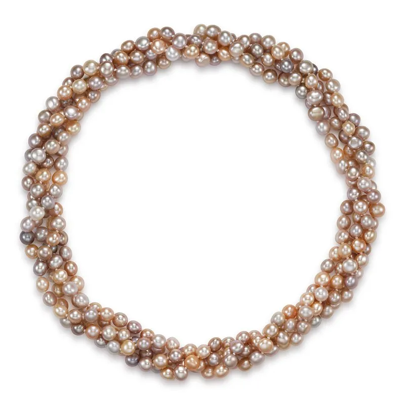 Long Multicolor Baroque Freshwater Pearl Necklace, 54"