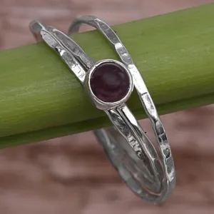 Magical Essence in Red Garnet and Sterling Silver Solitaire Ring from Indonesia