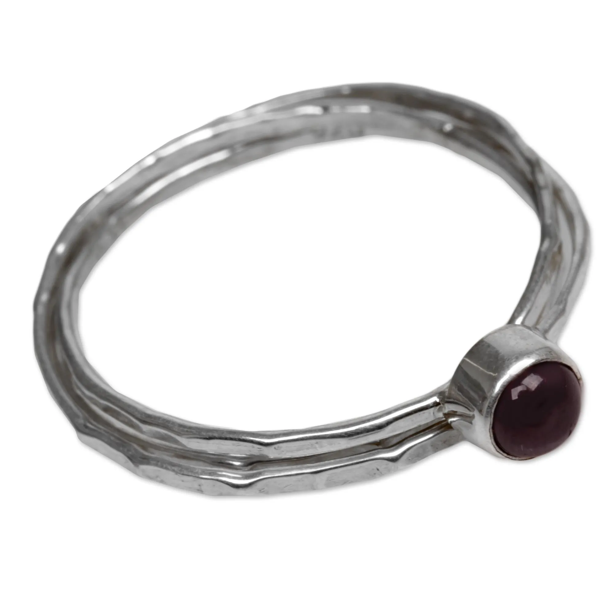 Magical Essence in Red Garnet and Sterling Silver Solitaire Ring from Indonesia