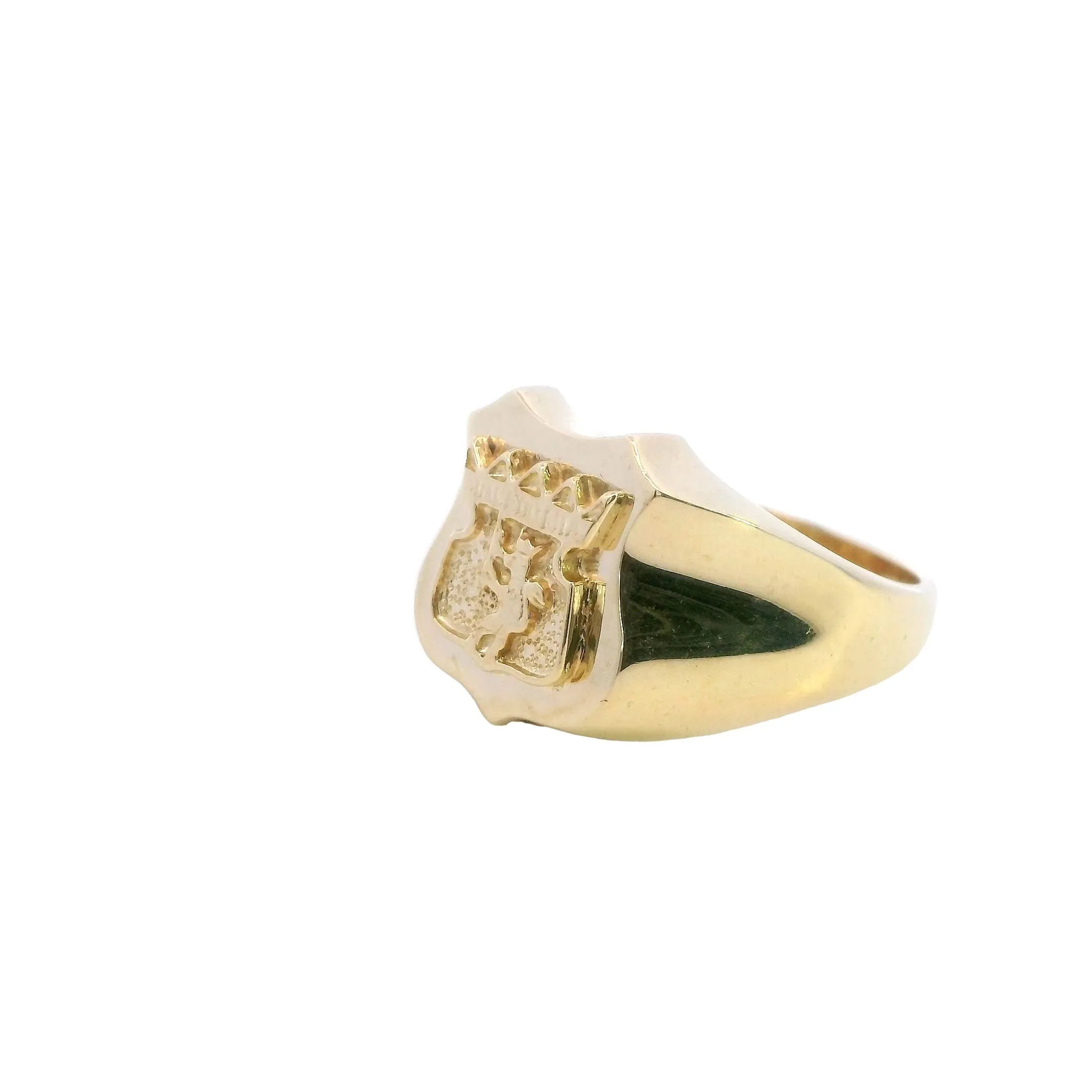 Majestic 9ct Yellow Gold Signet Ring with Crowned Lion Motif