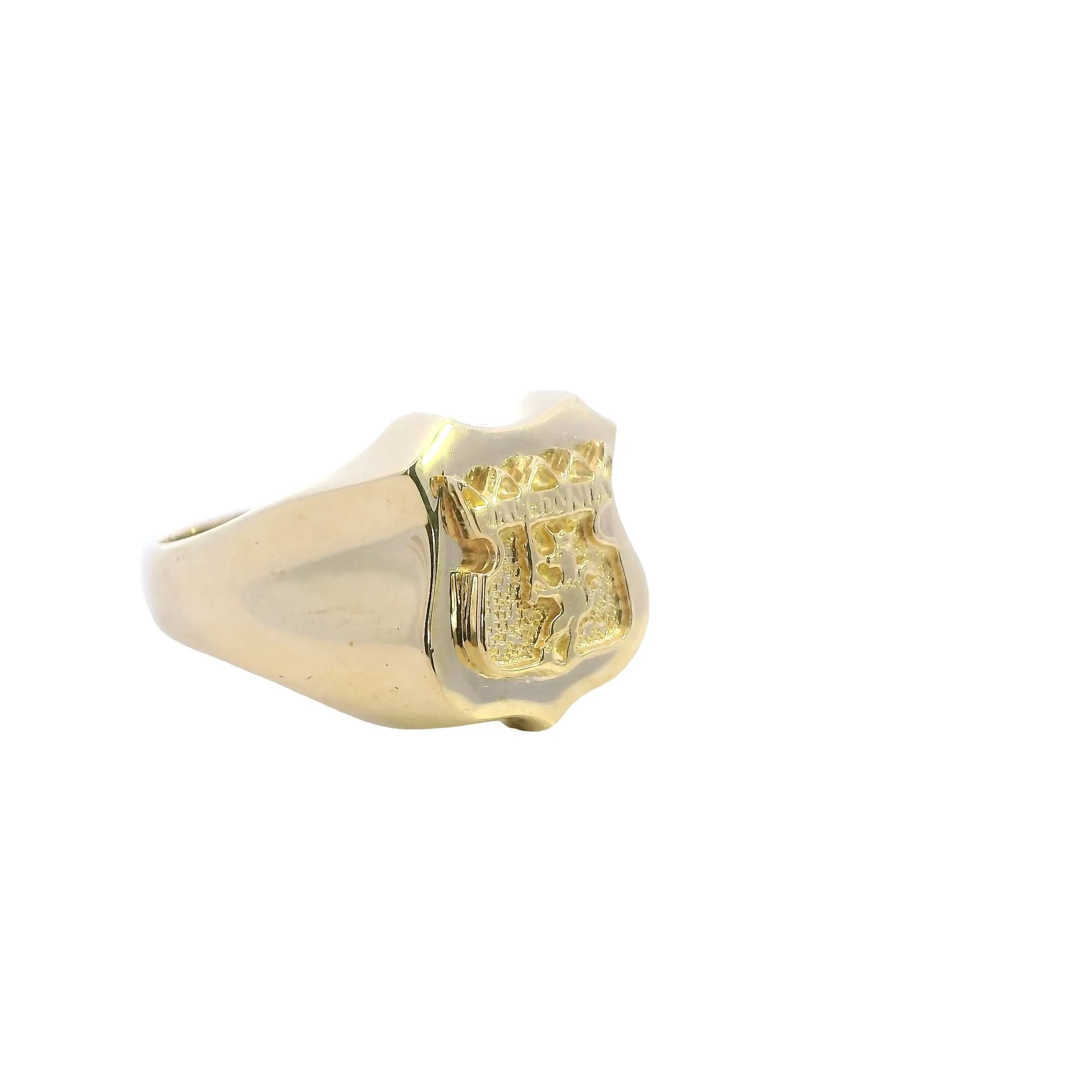 Majestic 9ct Yellow Gold Signet Ring with Crowned Lion Motif