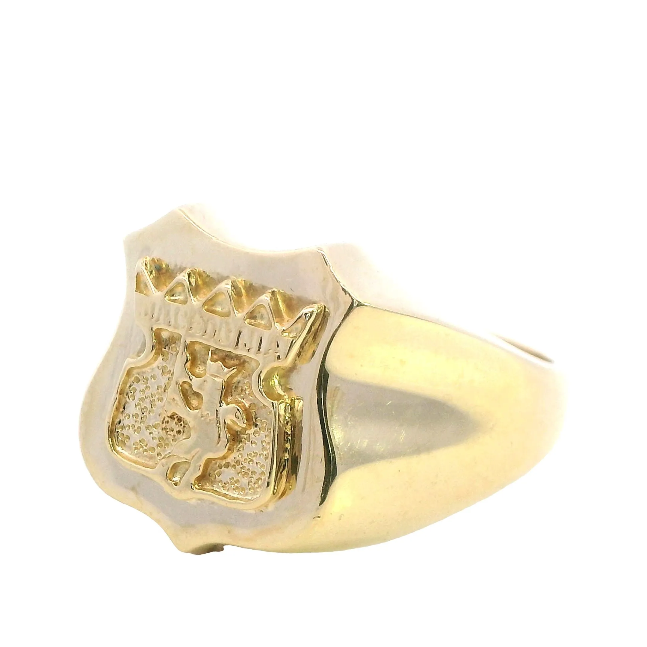 Majestic 9ct Yellow Gold Signet Ring with Crowned Lion Motif