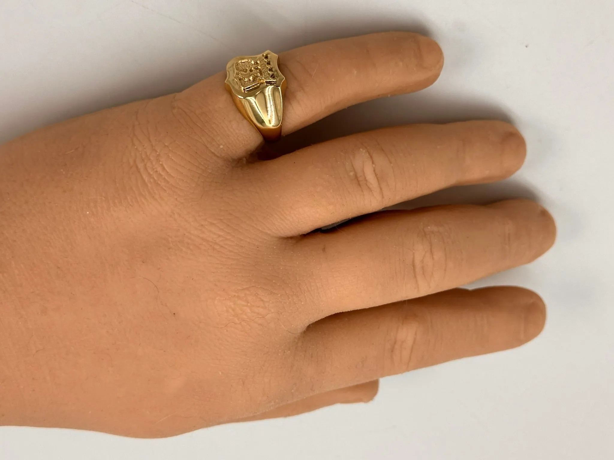 Majestic 9ct Yellow Gold Signet Ring with Crowned Lion Motif