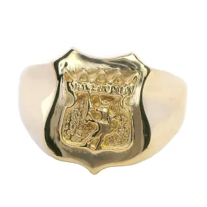 Majestic 9ct Yellow Gold Signet Ring with Crowned Lion Motif