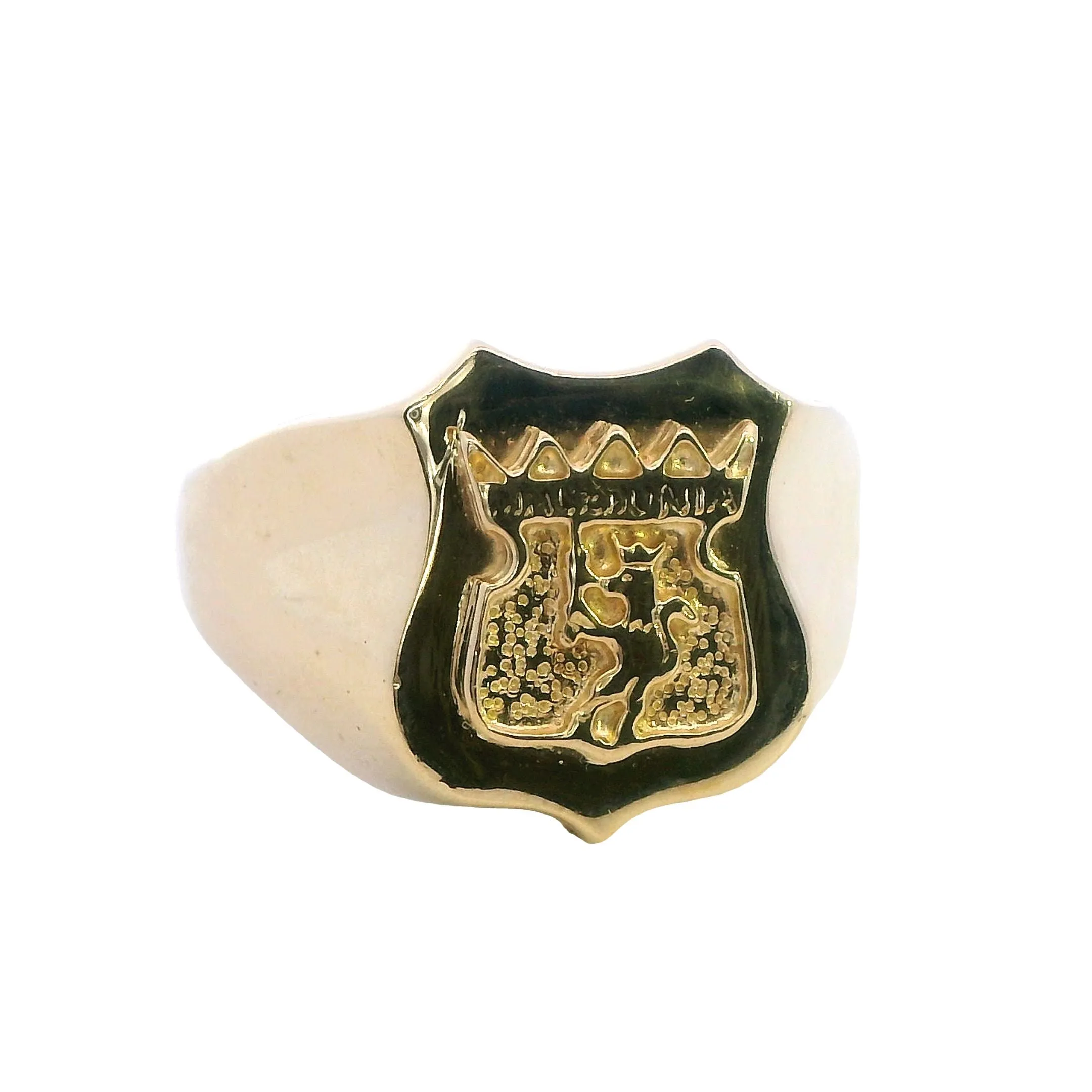 Majestic 9ct Yellow Gold Signet Ring with Crowned Lion Motif