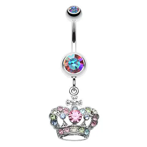 Majestic Rainbow Crown Belly Ring