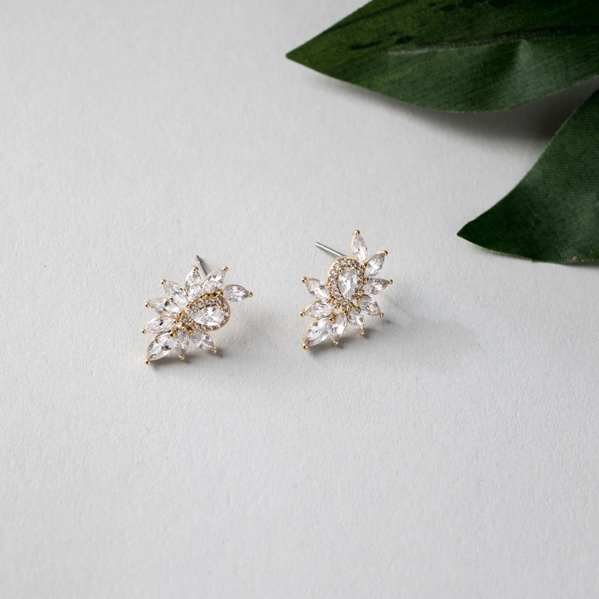 Marquise Cluster Stud CZ Earrings