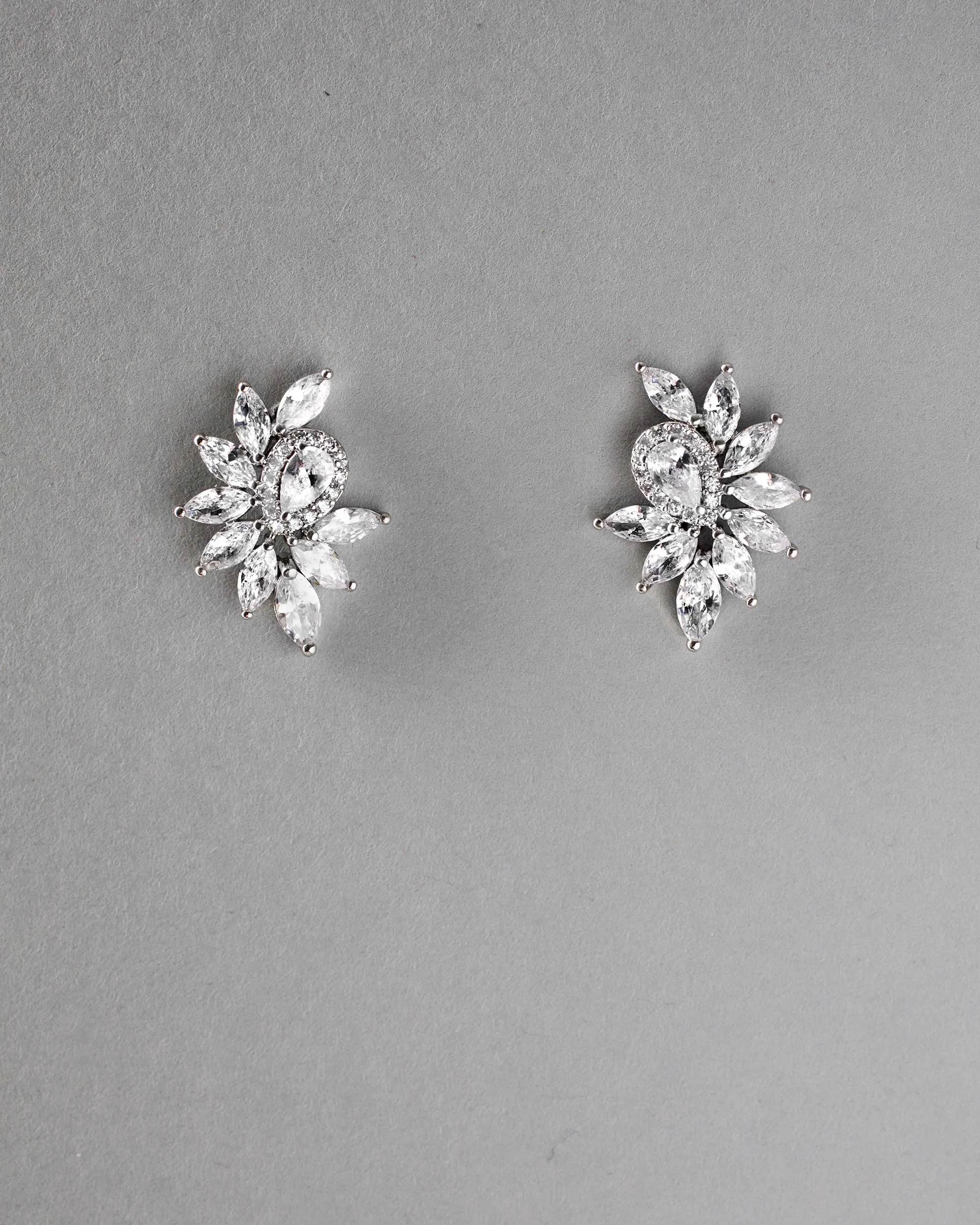 Marquise Cluster Stud CZ Earrings