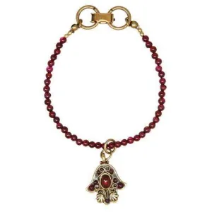 Michal Golan Garnet Hamsa Dangle Bracelet