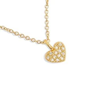 Mini Charms Pave Heart Gold Plated Necklace 7632