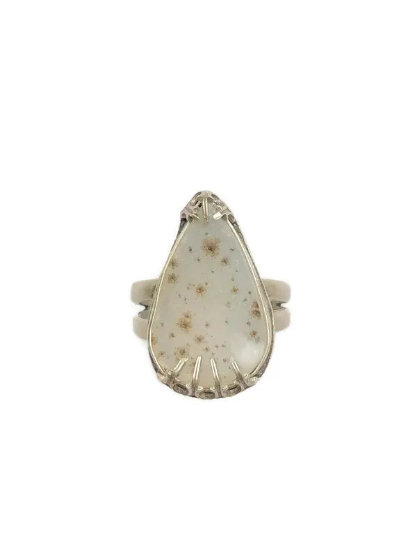 Montana Agate Druzy Teardrop Ring