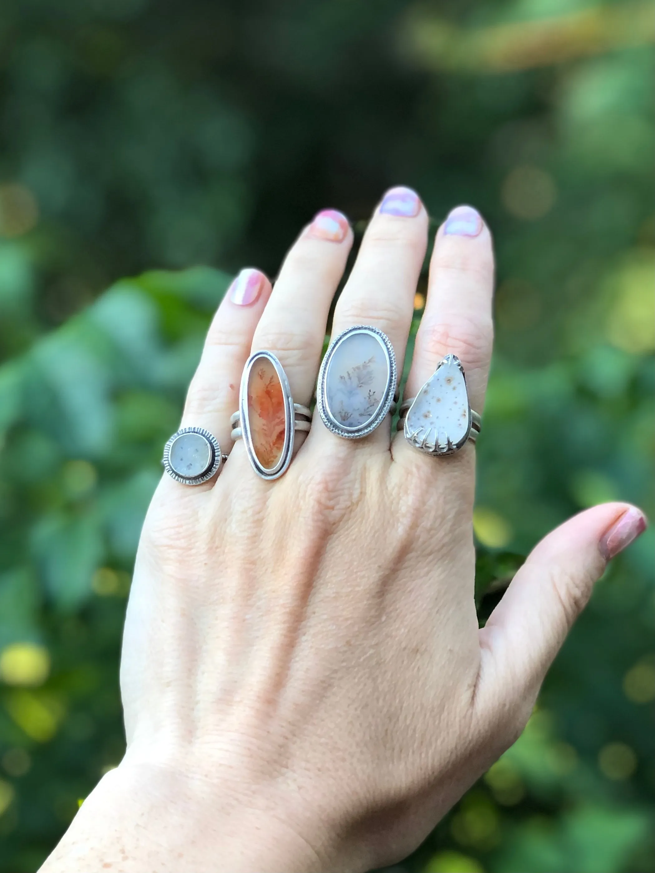 Montana Agate Druzy Teardrop Ring