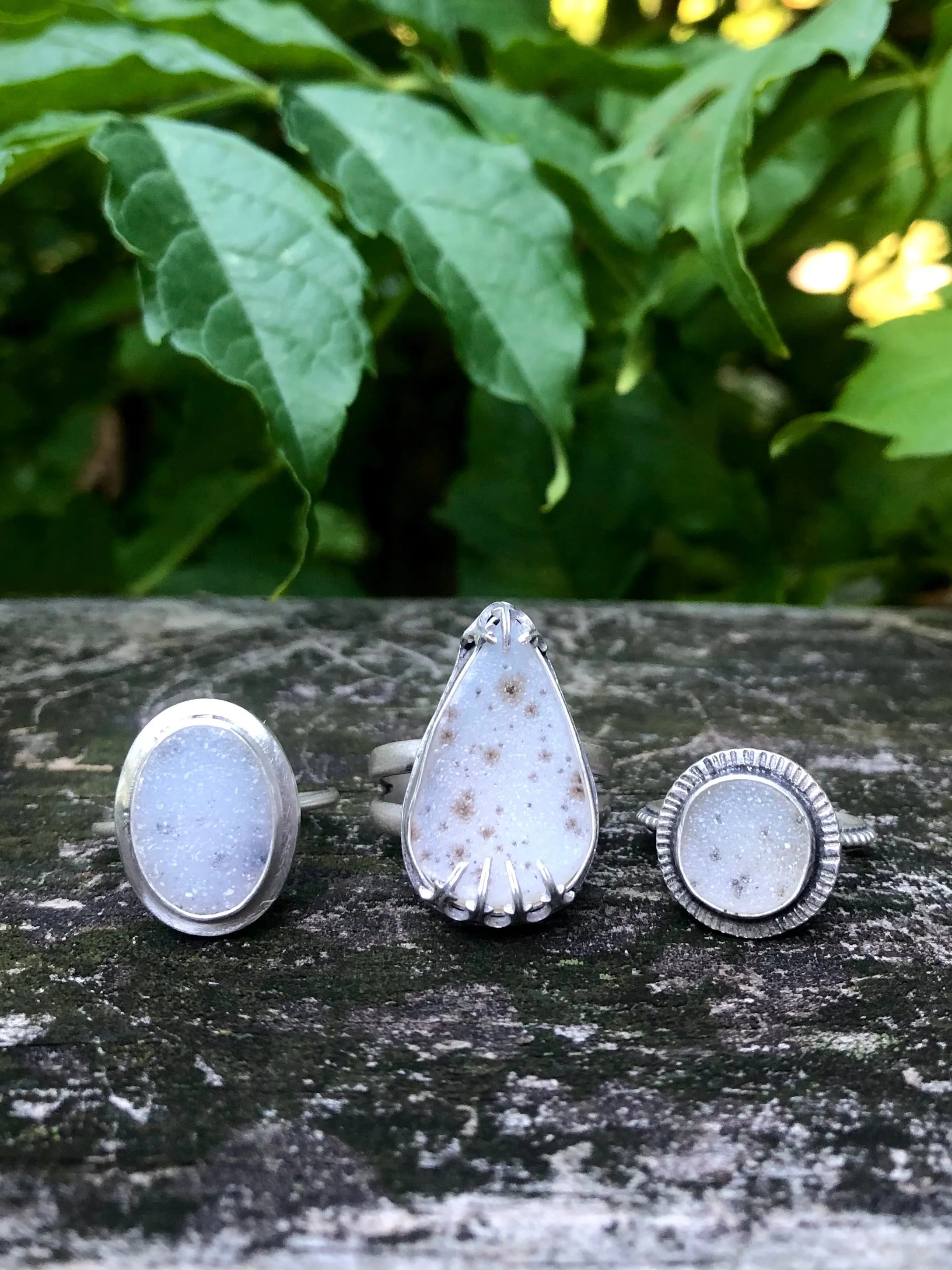 Montana Agate Druzy Teardrop Ring