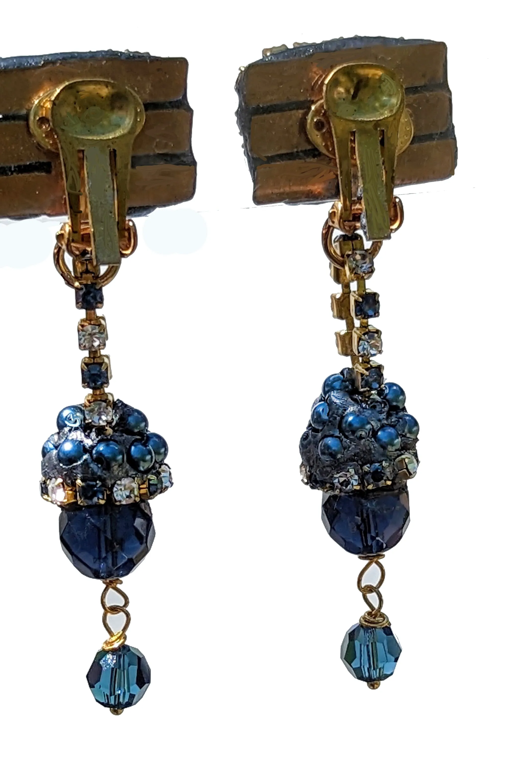 Montana Blue Swarovskis Crystal Drop Clip Earrings   Necklace Set Created by Gay Isber