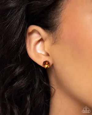 Paparazzi Earring ~ Breathtaking Birthstone - Orange