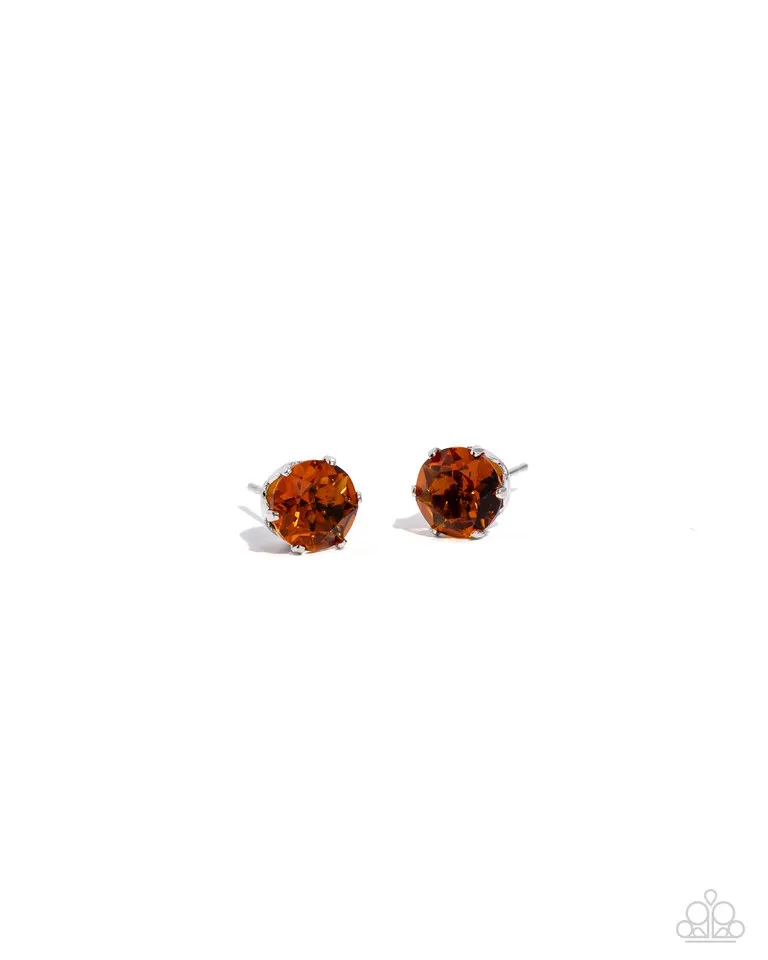 Paparazzi Earring ~ Breathtaking Birthstone - Orange