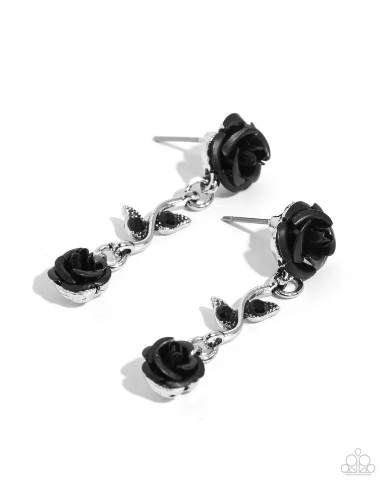 Paparazzi Earring ~ Led by the ROSE - Black