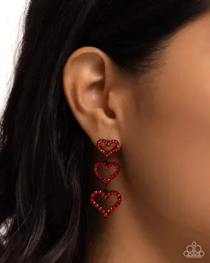 Paparazzi Earring ~ Sweetheart Succession - Red