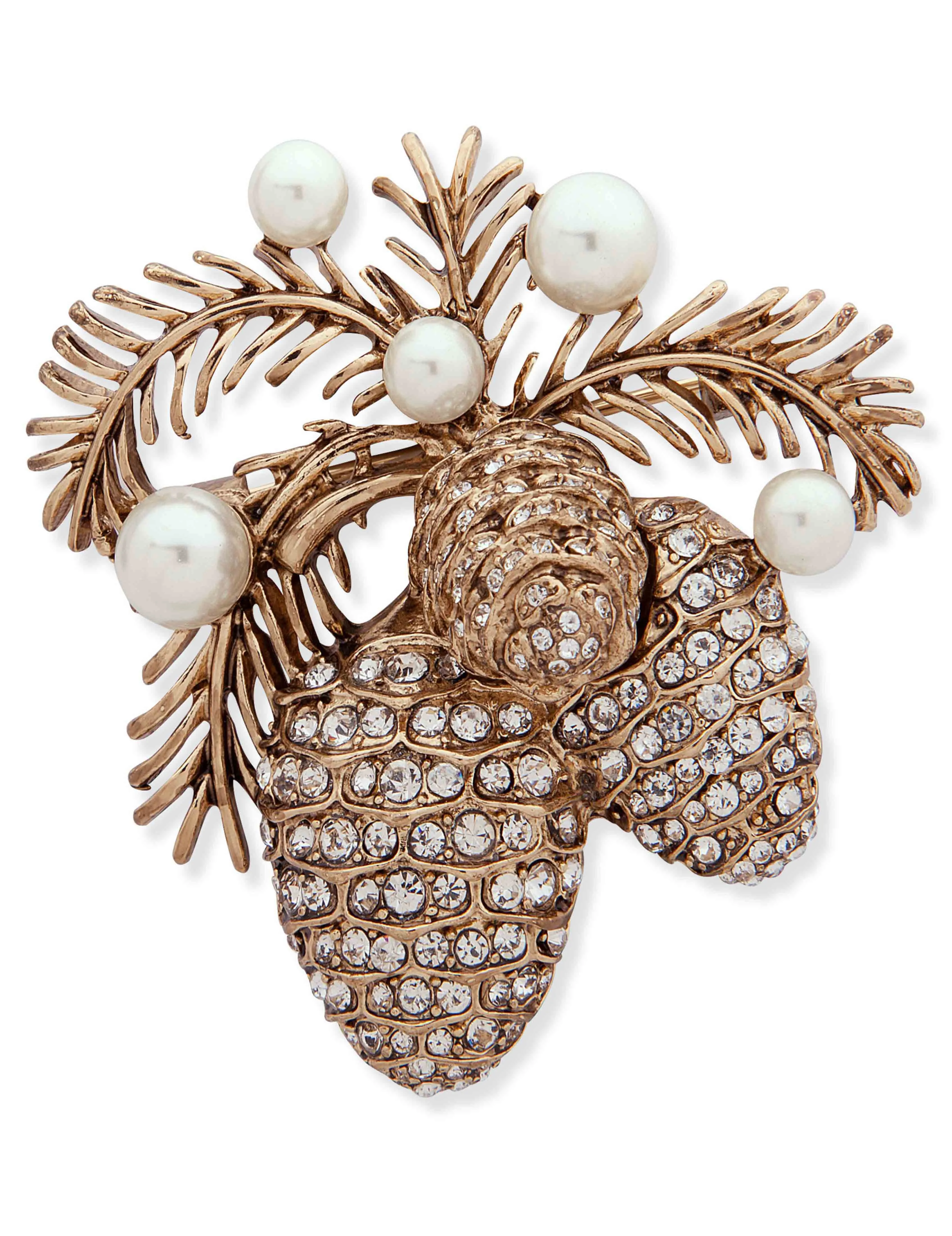 Pine Cone Pin - Gold/Pearl