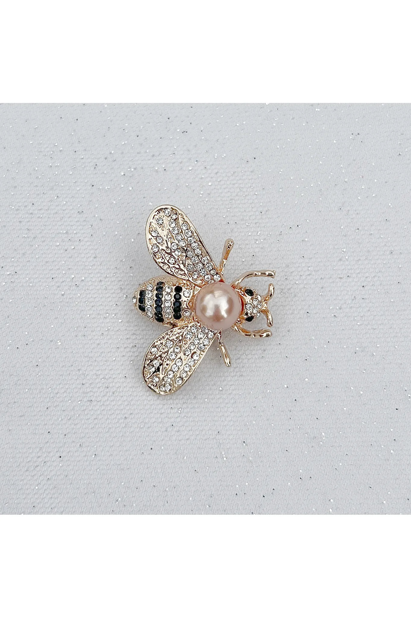 QueenMee Accessories Bee Brooch Gold Pearl Pin Crystal