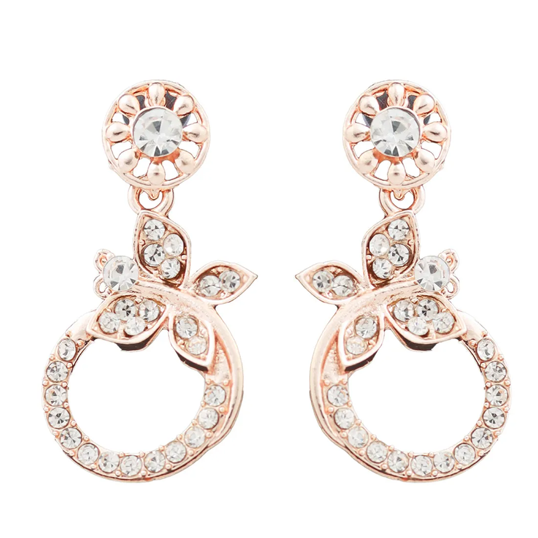 "Elegant  Rose Gold Filigiri Diamonti Studs Circular-Shaped, With Tiny Butterflies.  "