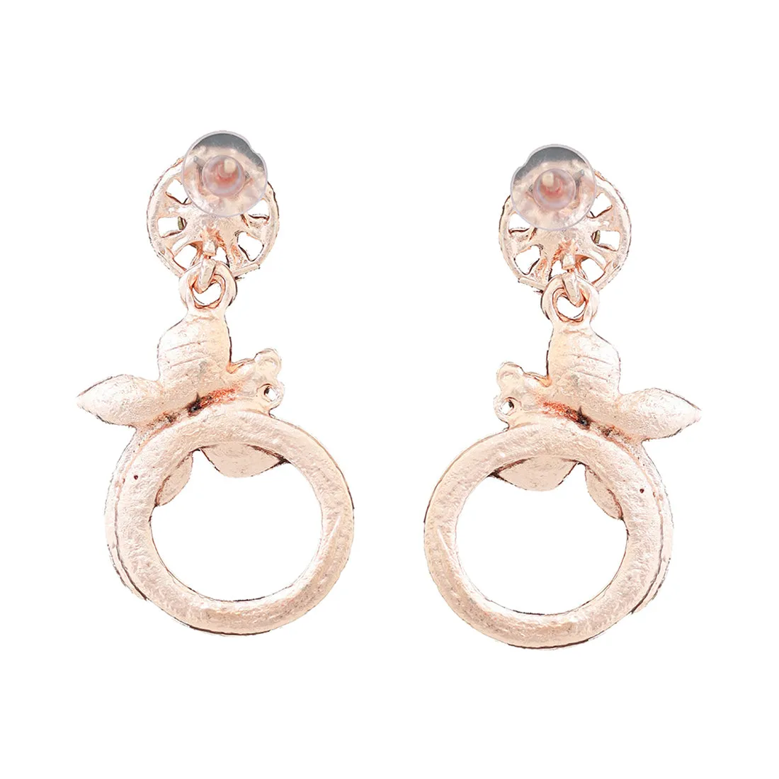 "Elegant  Rose Gold Filigiri Diamonti Studs Circular-Shaped, With Tiny Butterflies.  "