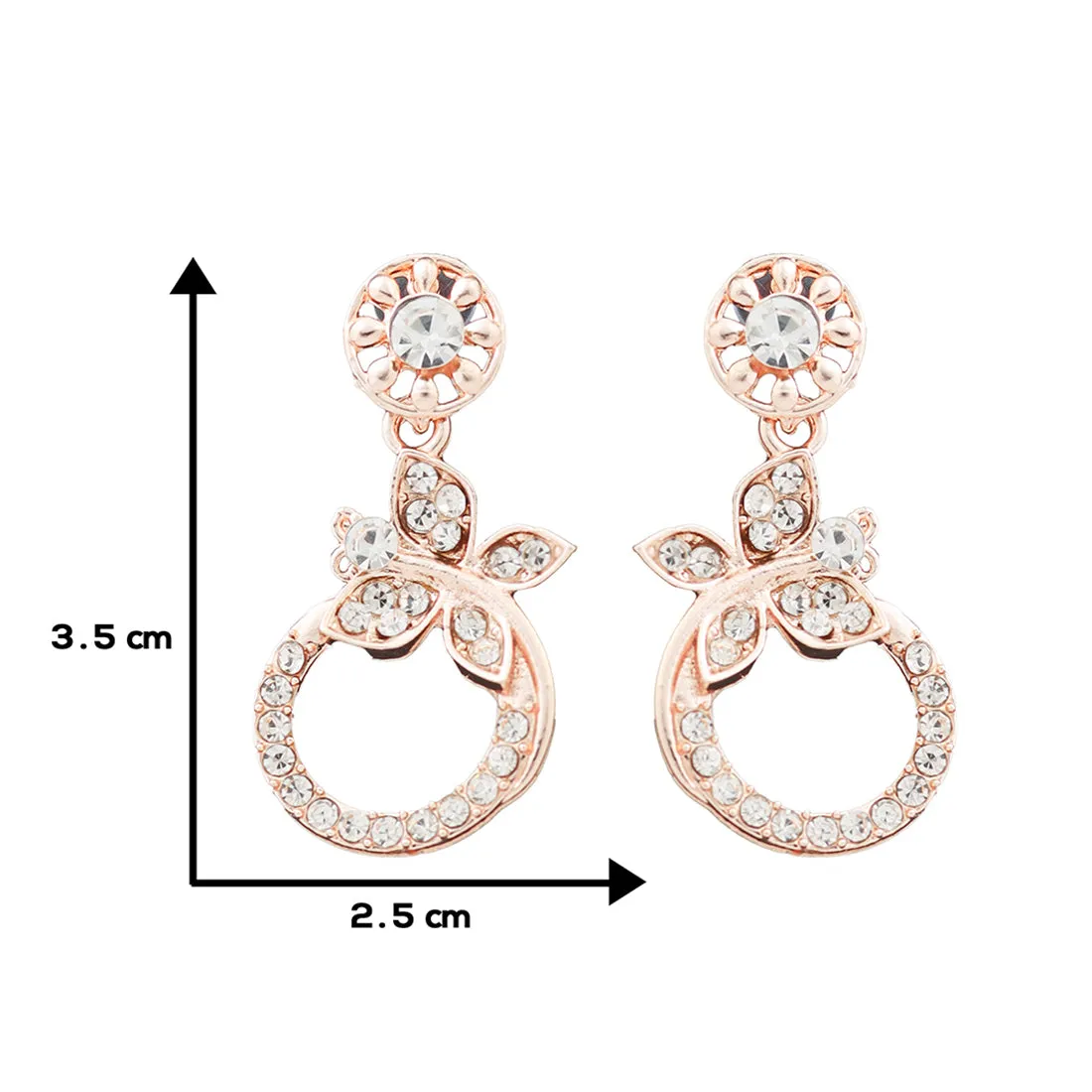 "Elegant  Rose Gold Filigiri Diamonti Studs Circular-Shaped, With Tiny Butterflies.  "