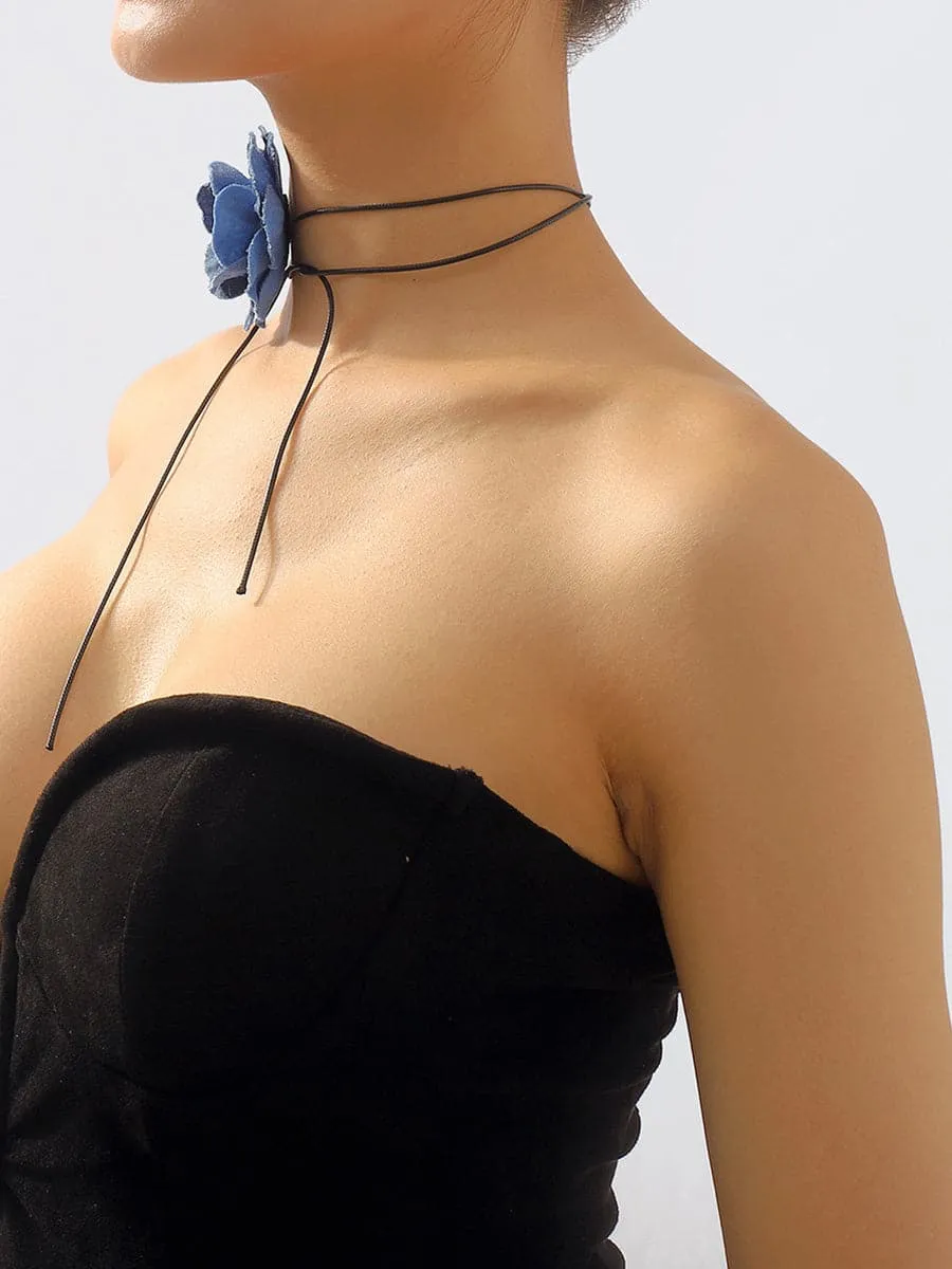 Retro Denim Choker Necklace MSE00168