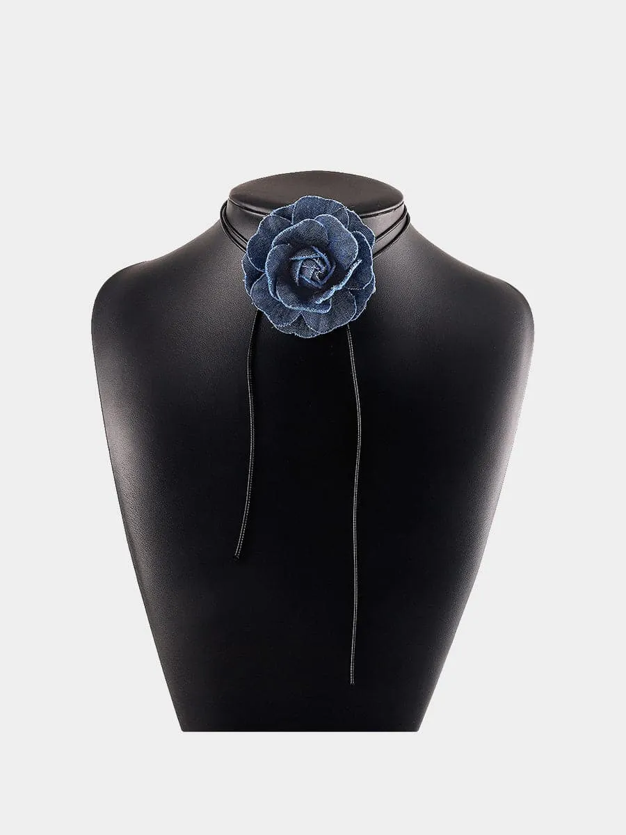 Retro Denim Choker Necklace MSE00168