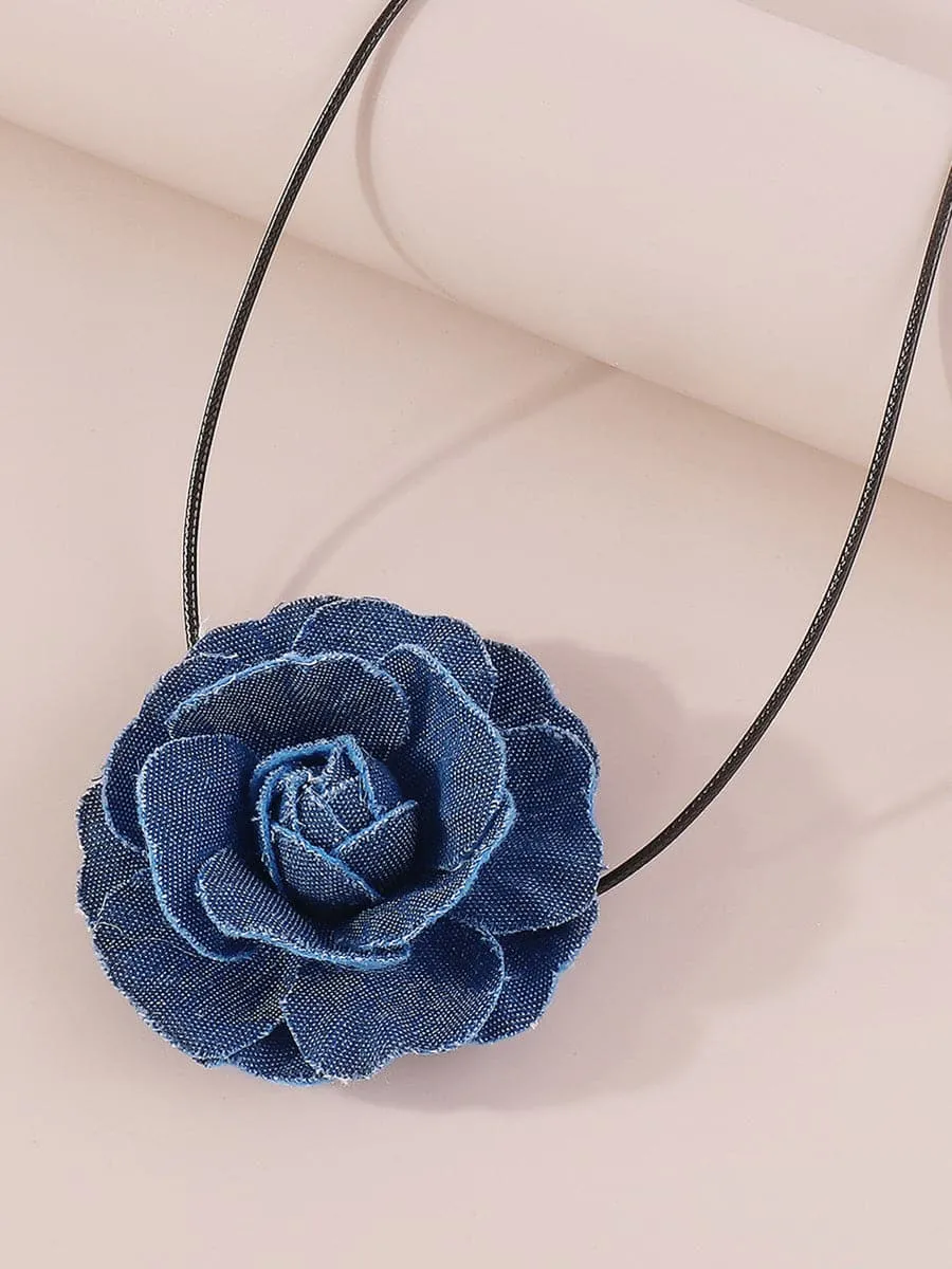 Retro Denim Choker Necklace MSE00168