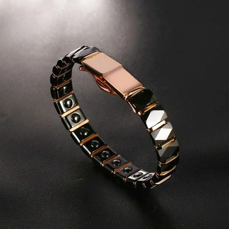 Rose Gold Black Ceramic Hematite Bracelet