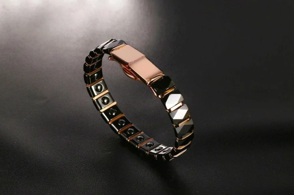 Rose Gold Black Ceramic Hematite Bracelet