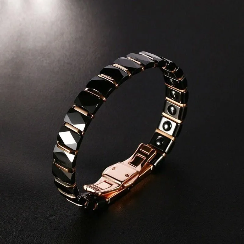 Rose Gold Black Ceramic Hematite Bracelet