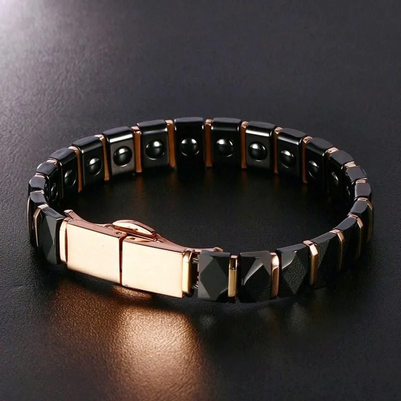 Rose Gold Black Ceramic Hematite Bracelet