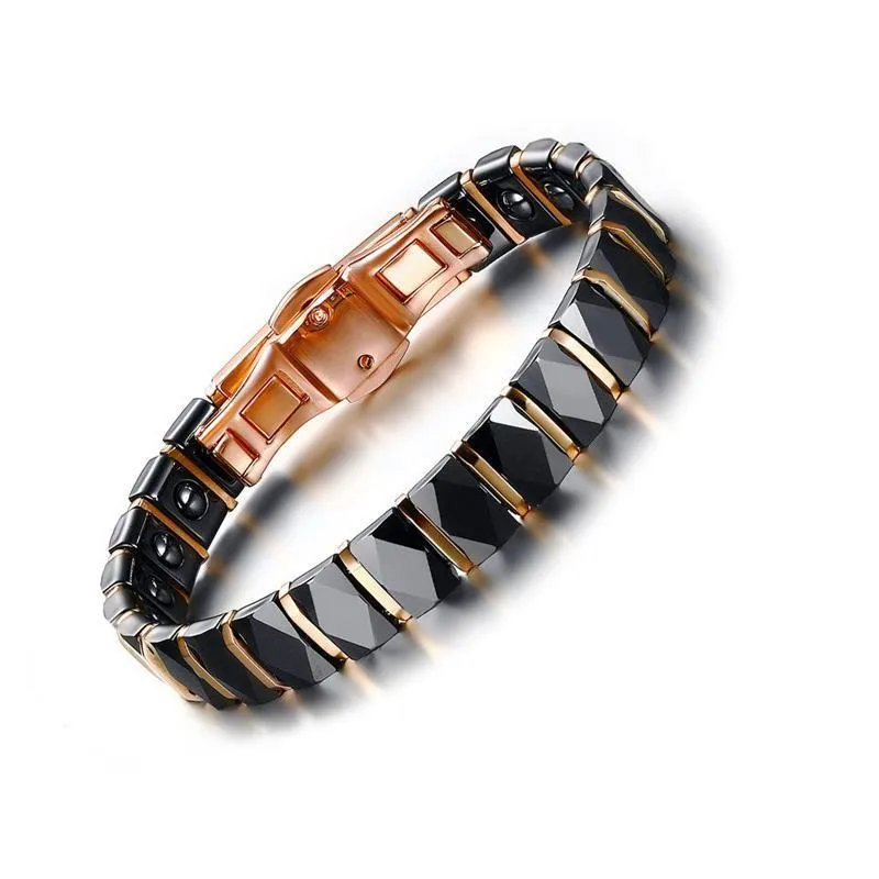 Rose Gold Black Ceramic Hematite Bracelet