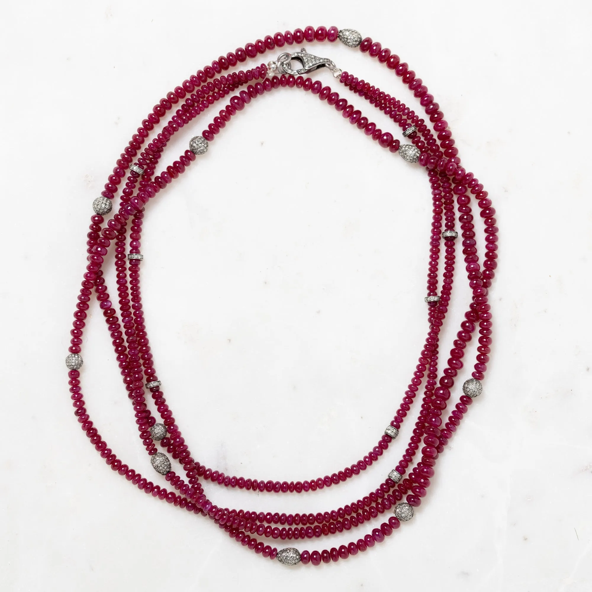 Ruby and Diamond Double Strand Necklace