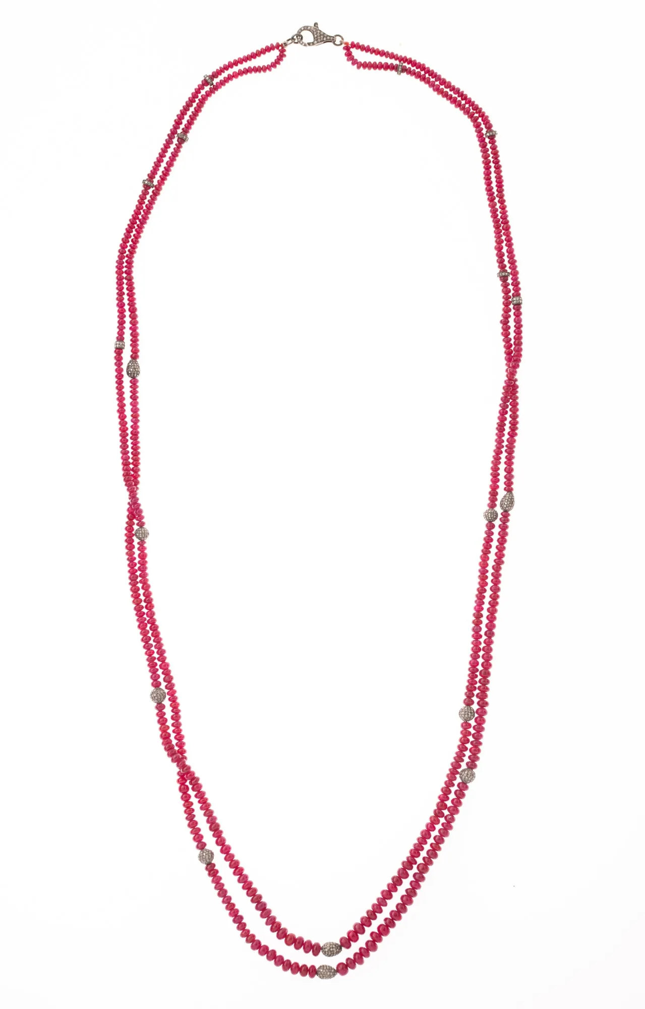 Ruby and Diamond Double Strand Necklace