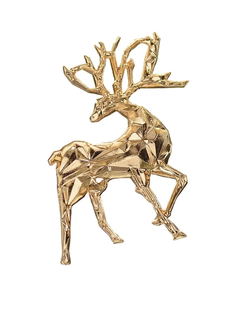 Sculpted Reindeer Brooch | Gold