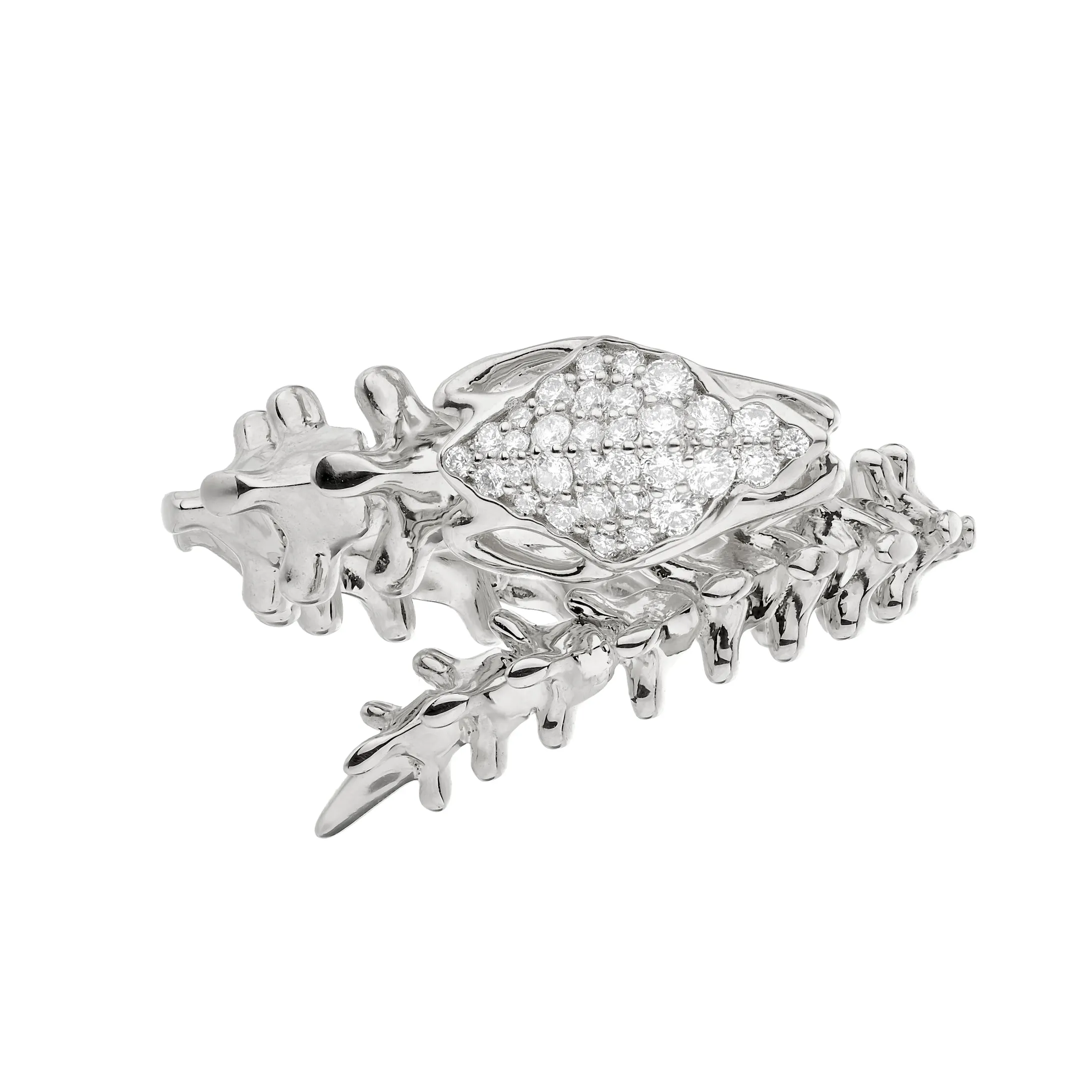 Serpent's Trace Wrap Ring - Silver & Diamond Pavé