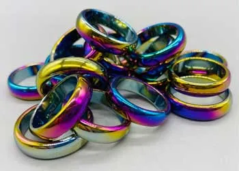 (set Of 50) Rainbow Hematite Rings