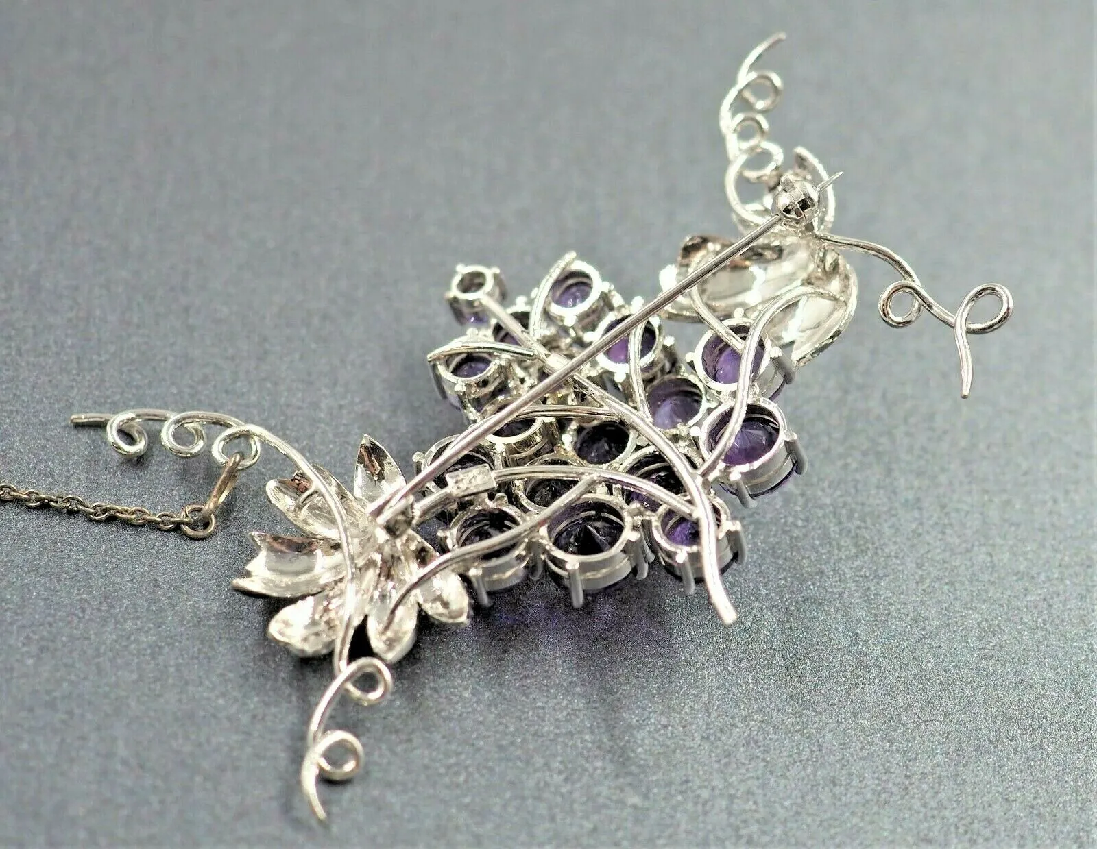 Silver & Amethyst Grape Brooch