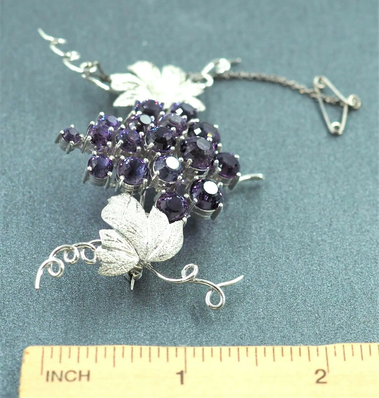 Silver & Amethyst Grape Brooch