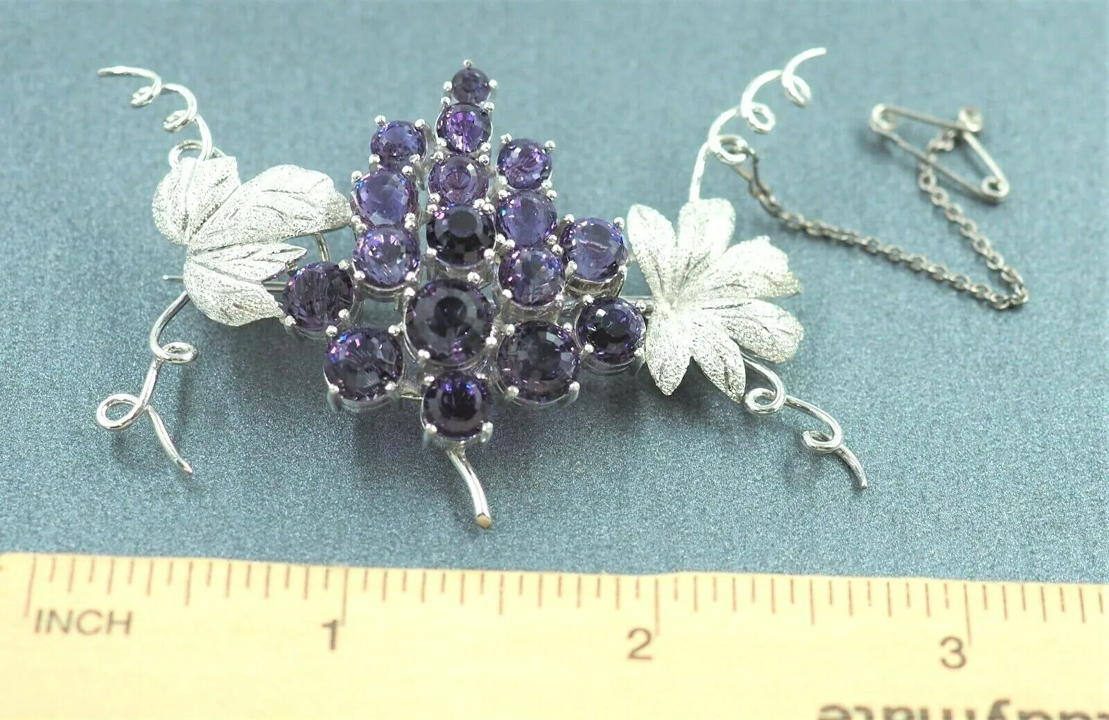 Silver & Amethyst Grape Brooch