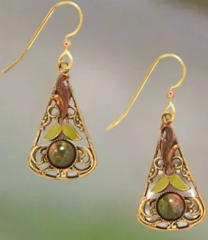 Silver Forest Earrings Soft Flare With Unakite NE-0873