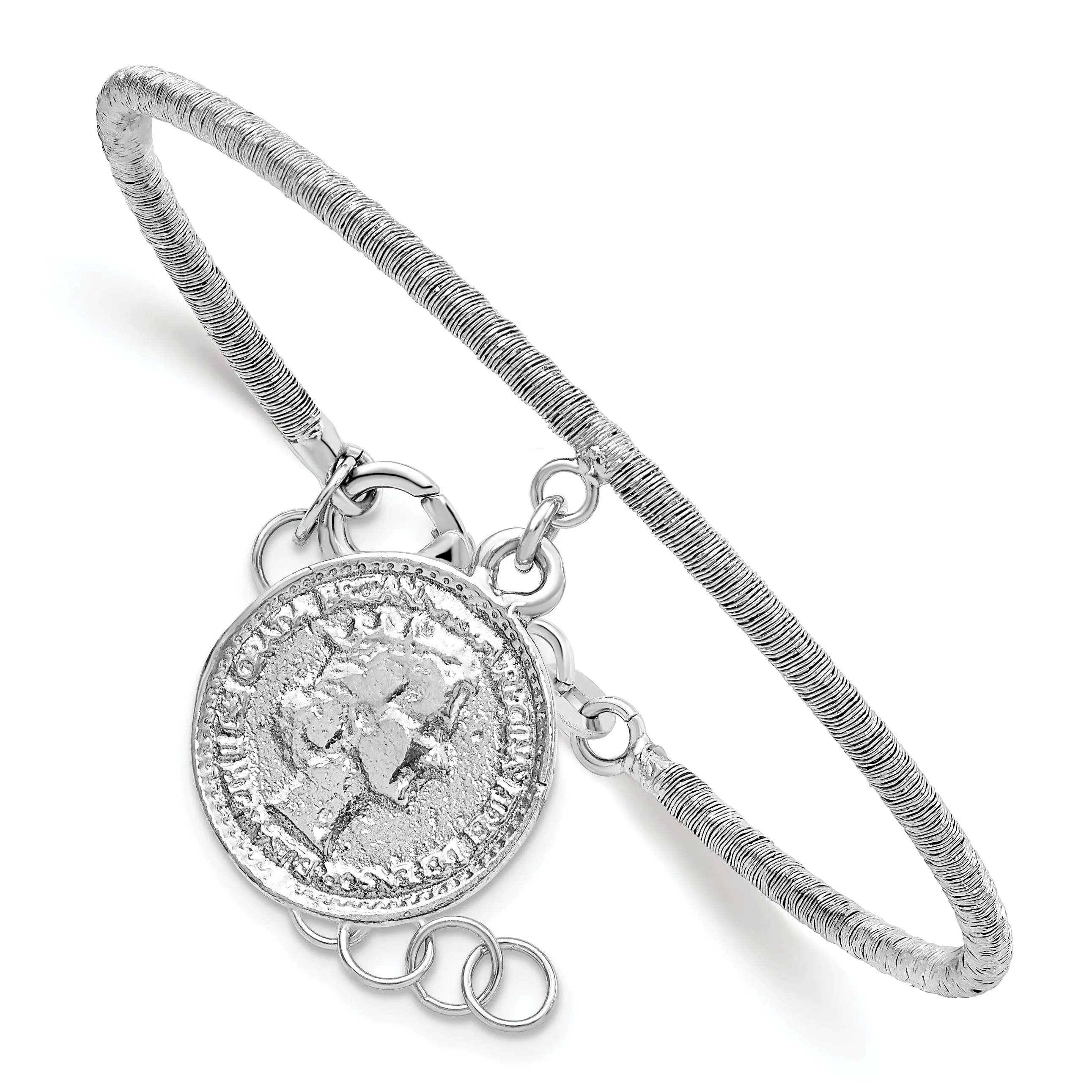 Silver Polished Elizabeth II Medal Bracelet