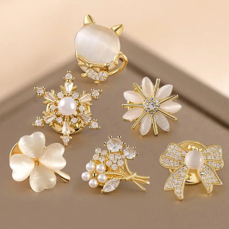 Simple Style Classic Style Pin Flower Alloy Inlay Zircon Women's Brooches