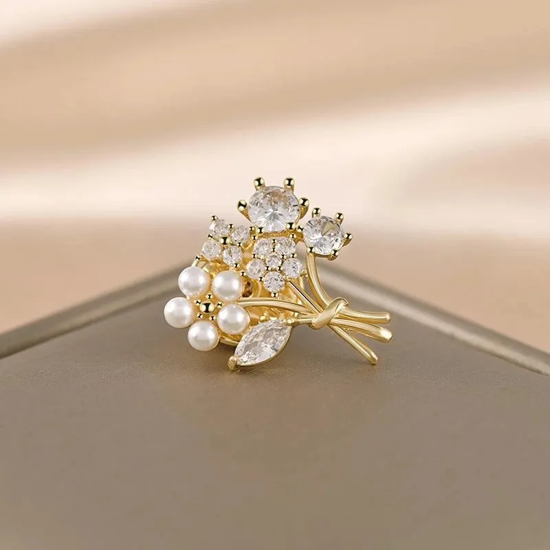 Simple Style Classic Style Pin Flower Alloy Inlay Zircon Women's Brooches